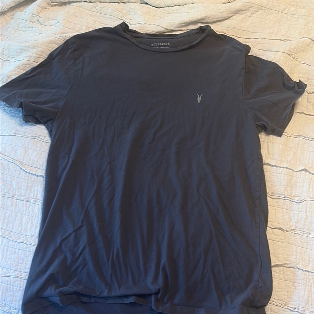 All Saints Men's Dark Blue Tee